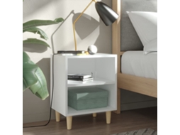 Mesas de Cabeceira LOVELY HOME Mesinha Pernas Madeira Maciça 2Pcs 40X30X50Cm Branco