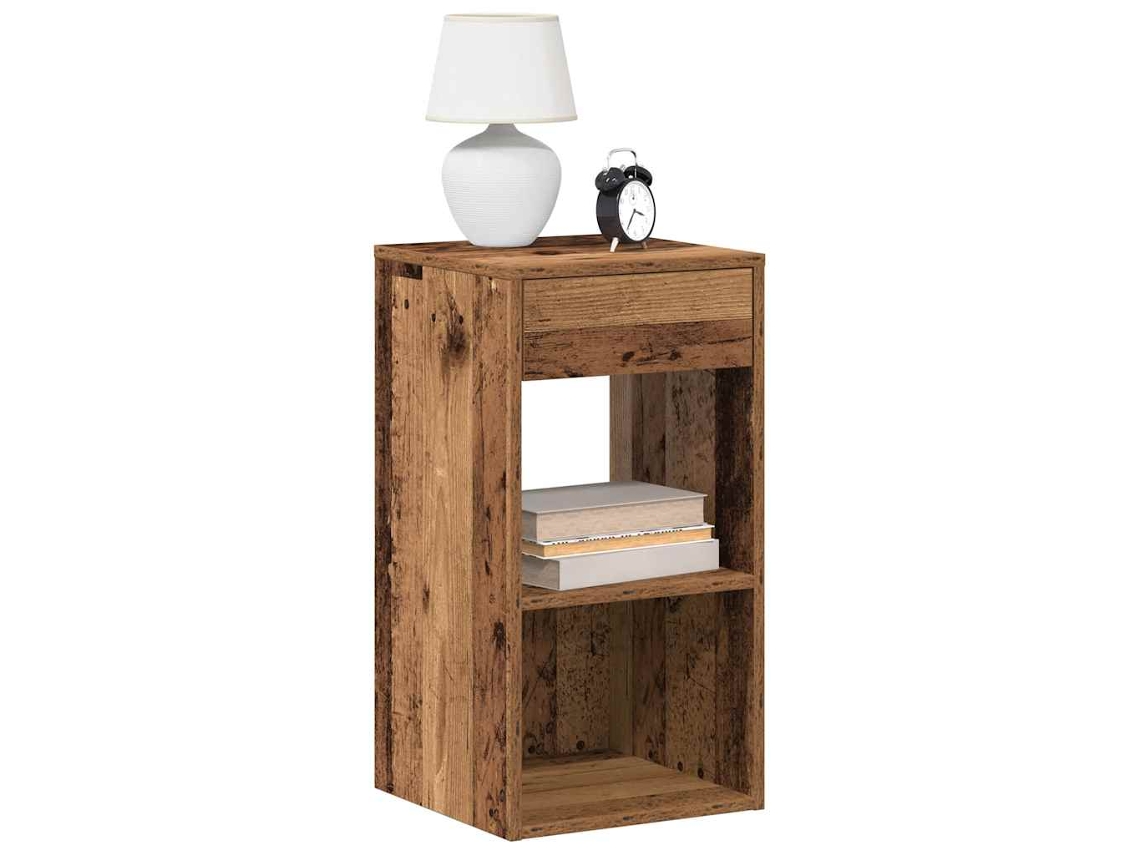 Vidaxl Mesas De Cabeceira Com Gaveta 2 Pcs 35x34x66,5 Cm Madeira Velha