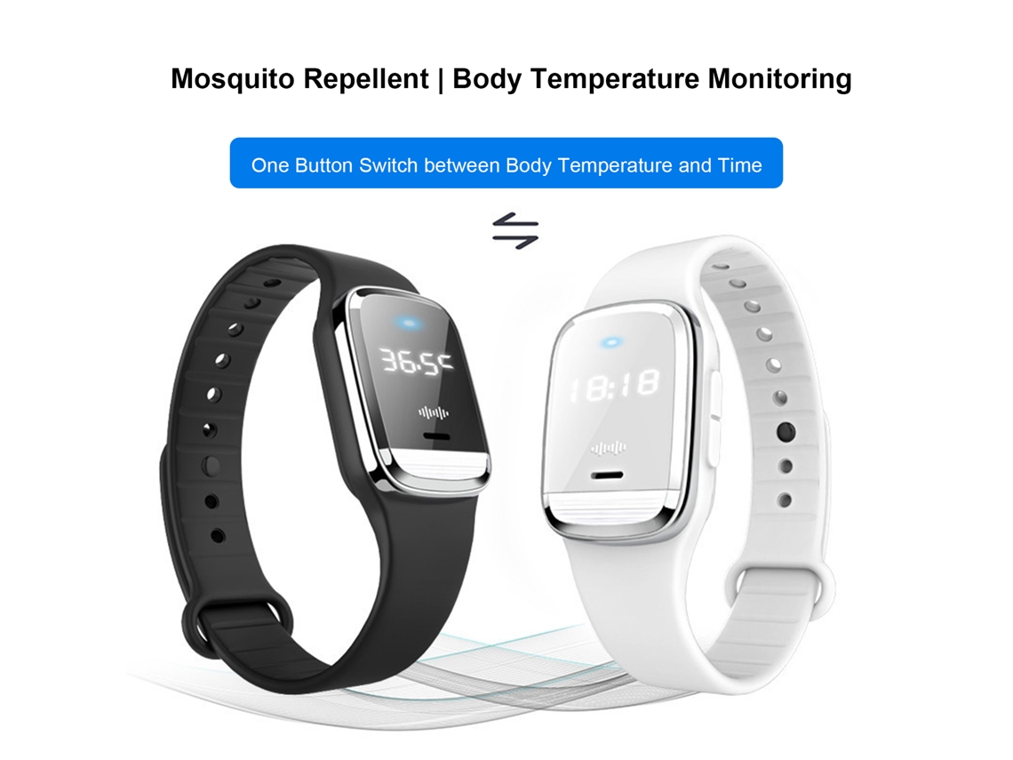 Pulseira Ultrassônica Laxiscreed Para Repelir Mosquitos E Monitorizar A Temperatura Corporal