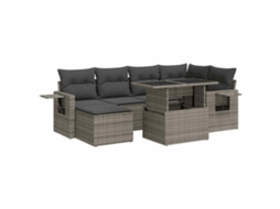 Conjunto de 7 Sofás para Jardim com Almofadões Vime Pe Cinzento MAISON EXCLUSIVE (7 pcs)