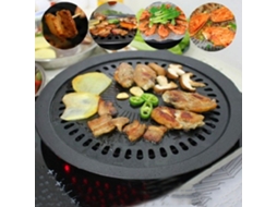 Conjunto de grelha redonda antiaderente para churrasco coreano com panela e prato para cozinha, sala de jantar e bar.