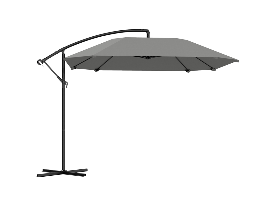 Guarda sol em Consola 3 M. Guarda sol Inclinável para Jardim Ao Ar Livre. Base. Gire a Manivela. 180 G/m² de Lona de Poliéster. Cinza Escuro Ge