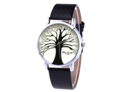 Reloj De Cuarzo Unisex Con Correa De Cuero Pu Dial Redondo Casual Negro