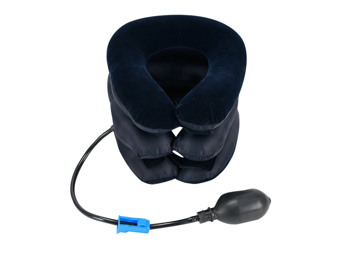 (azul) Cinto De Suporte Cervical Inflável Com 3 Tubos De Ar