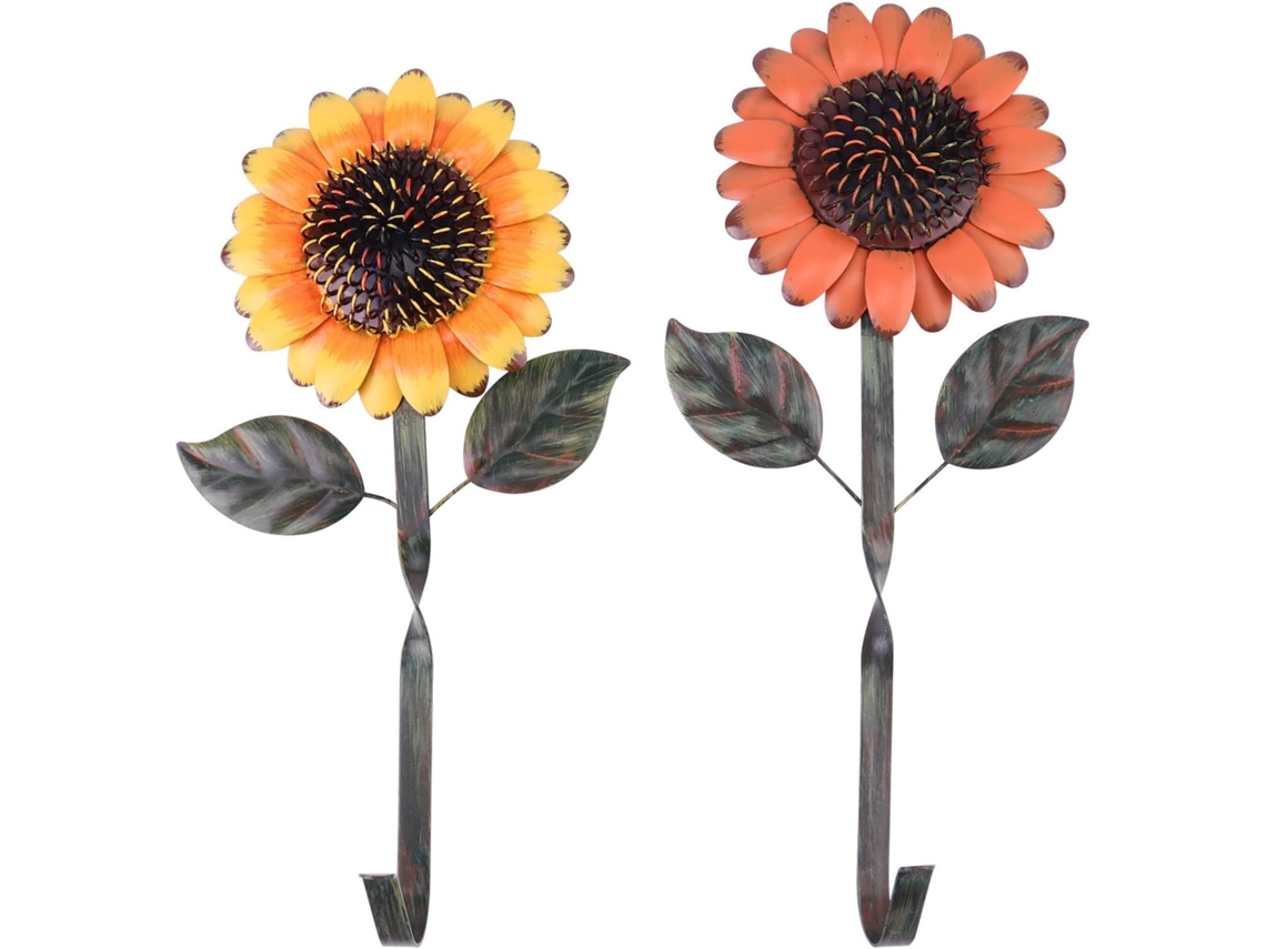 Conjunto De 2 Ganchos Decorativos Retrô Ferro Em Formato Girassol