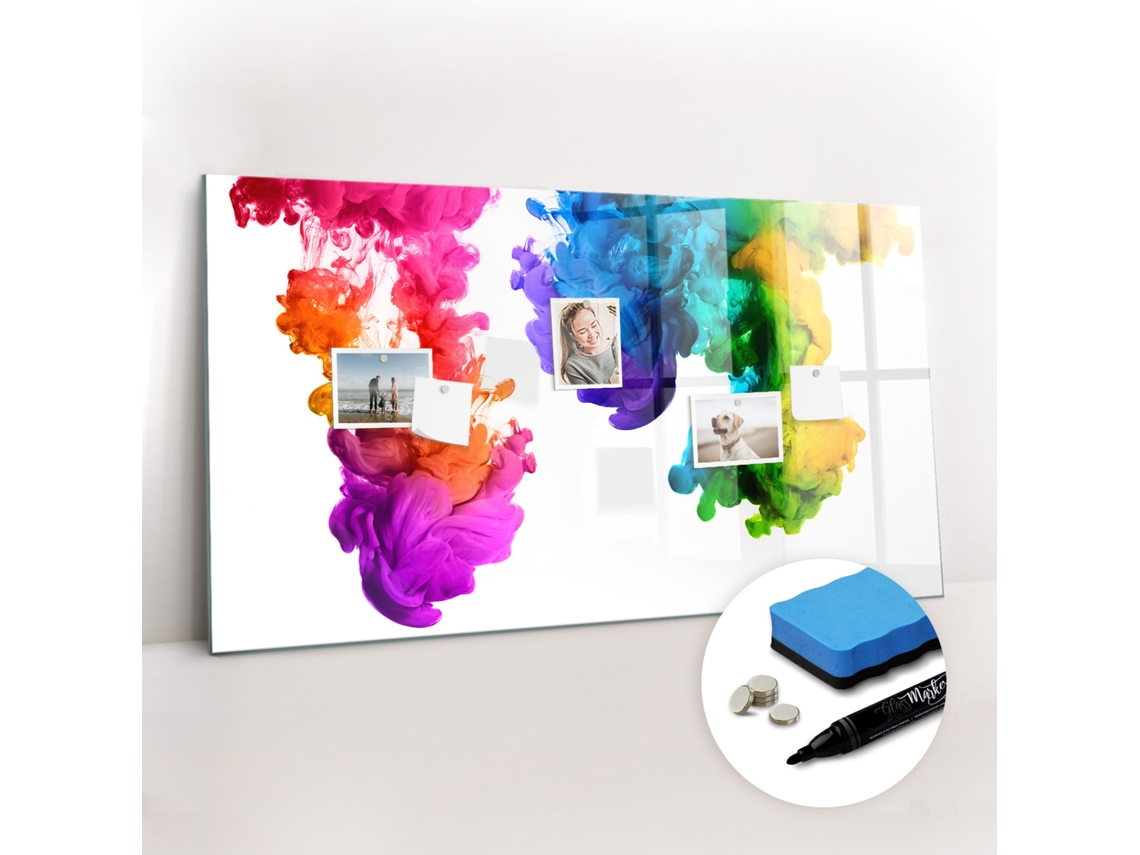 Quadro De Vidro Magnético Arco-íris De Cores Para O Quarto Das Crianças Espelharte (120x60 Cm)