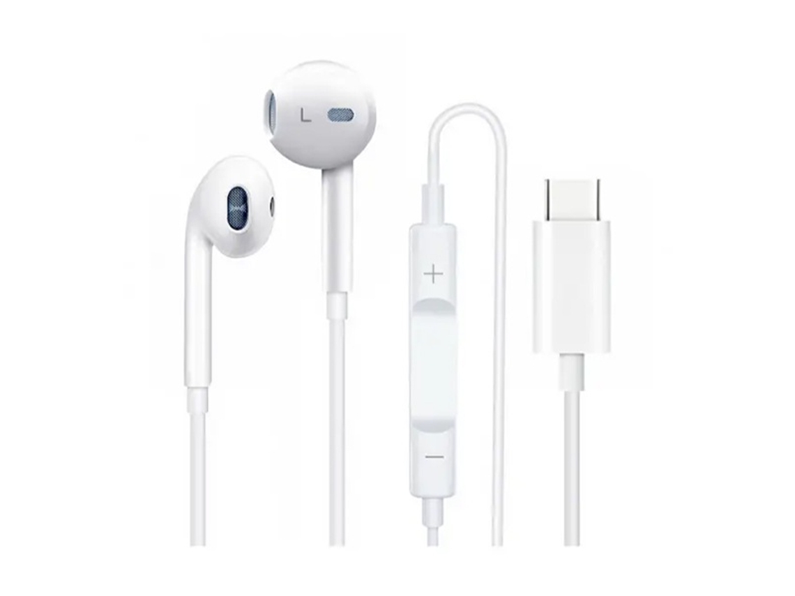 Auriculares Earphones Usb-c Headset Gift4me Para Apple Iphone 18 Pro Max - Branco