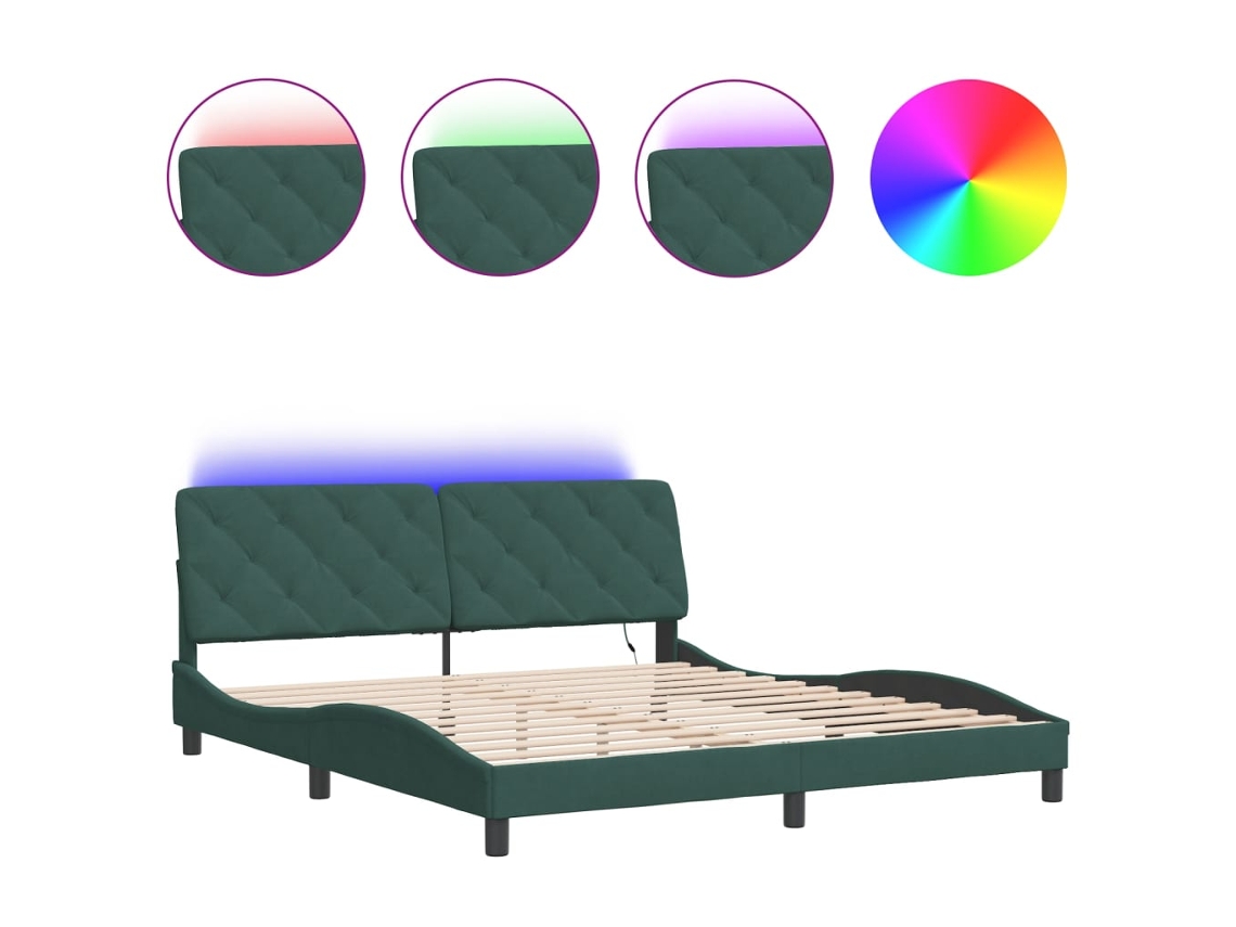 Bed Frame, Bed Frames Vidaxl Verde Veludo (180 X 200 Cm)