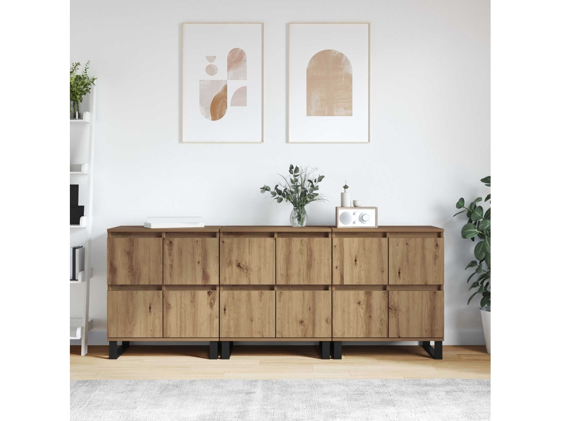 Vidaxl Buffet 3 Pcs Carvalho Artesanal 60 X 35 X 70 Cm