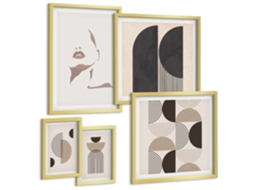 Conjunto De Pinturas Retratos Estilosos Geométricos Espelharte (5 Peças)
