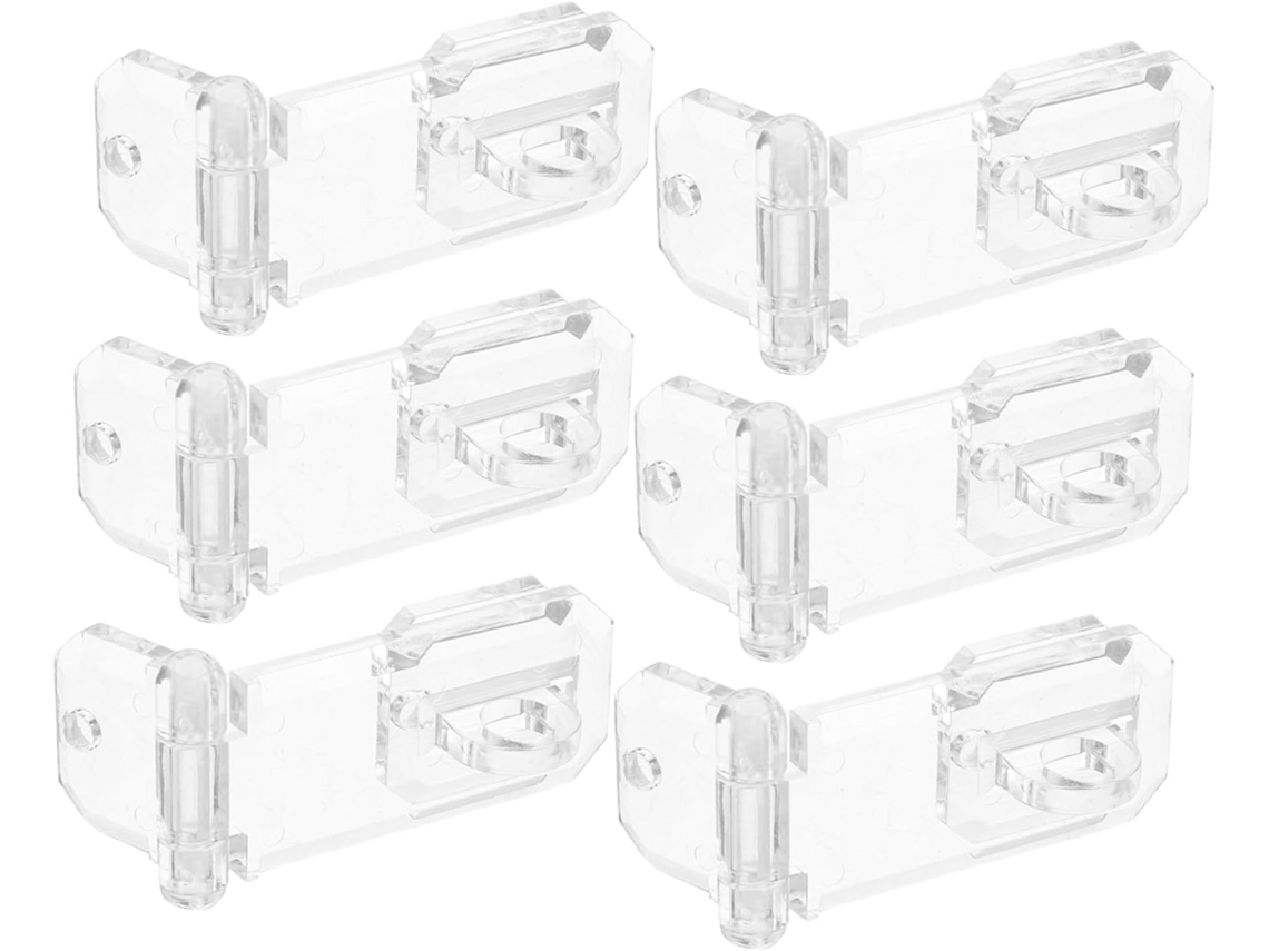Conjunto De 6-fechaduras Acrílico Transparente Com Trava Segurança Para Vitrine Joias