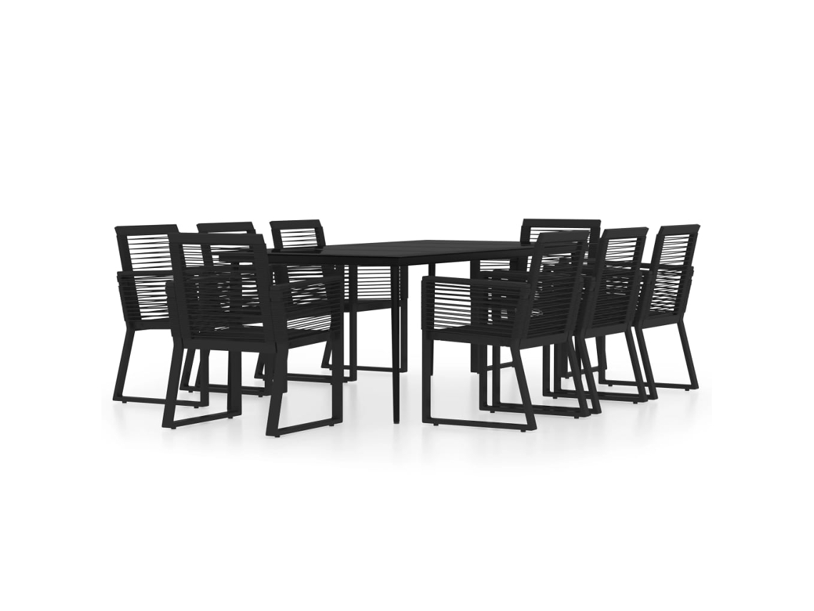 Dining Set, Dining Sets Vidaxl Preto Aço (mesa Com 200 Cm De Comprimento)
