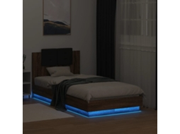 Estrutura Cama Cabeceira/luzes Led 75x190 Cm Carvalho Castanho