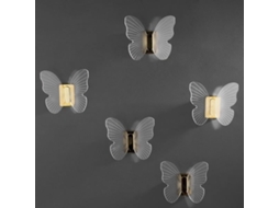 Xjxj, Gancho de Parede Decorativo em Formato Borboleta com Parafuso, em Acrílico, Sem Furos, Dourado, 1 Unidade BRILVIBERA