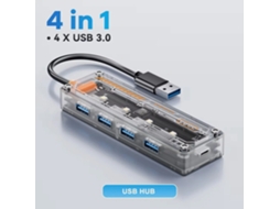 Hub USB c 4 em 1 Capa Transparente 5 Gbps IKIKSO (branco)