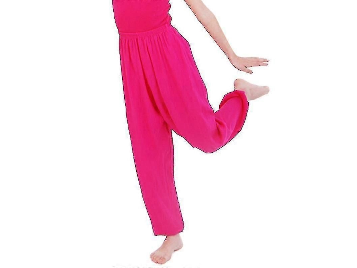Calcinha Baggy Dança Aladdin Para Crianças Menino Menina Calça Yoga Casual Solta Harem De Mistura De Algodão Rose