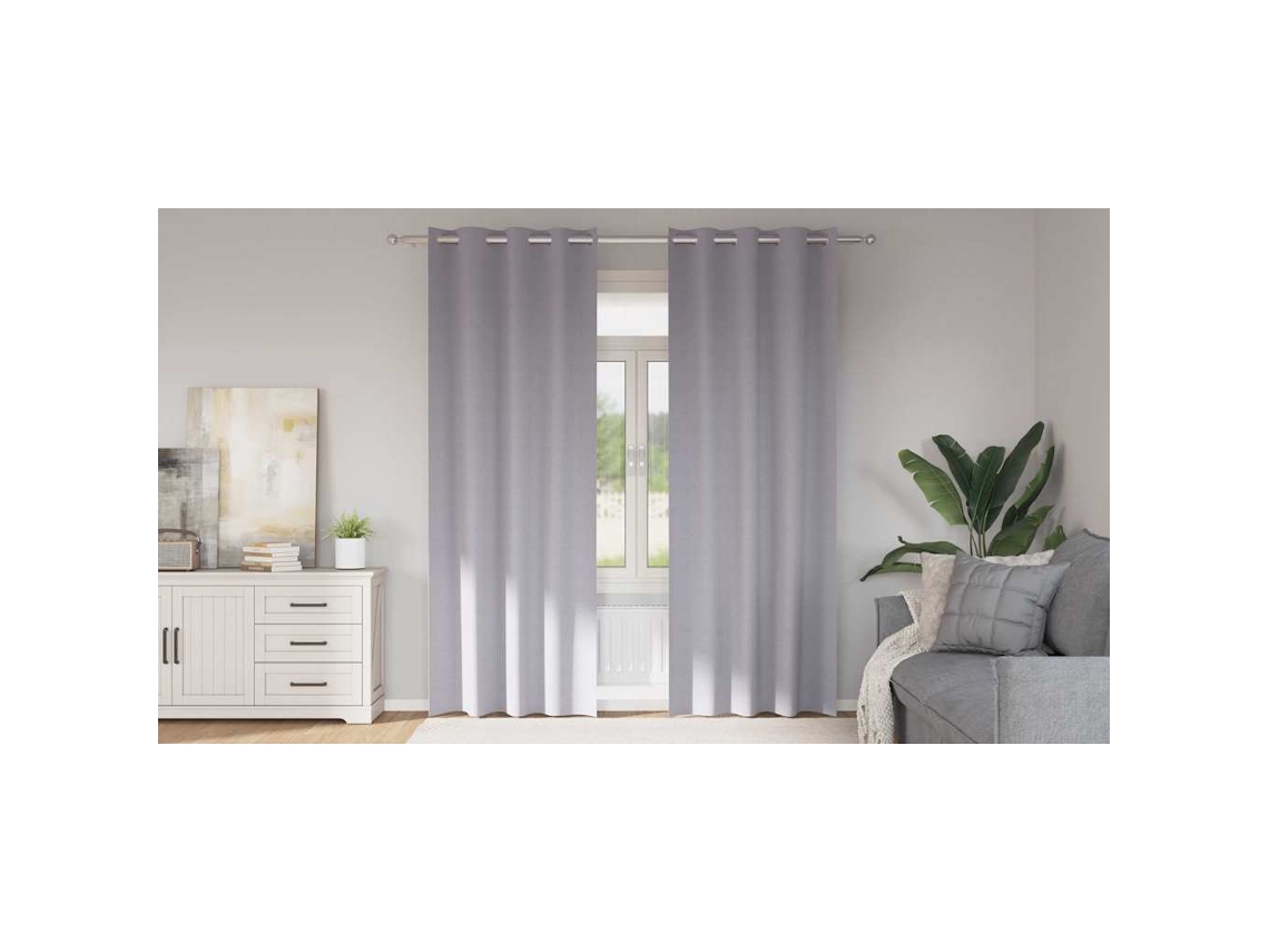 Vidaxl Cortinas Blackout Com Argolas 2 Unid. Cinza Metálico Poliéster