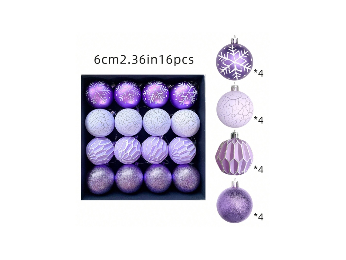 16 Peças De Decoração De Natal Bolas Pintadas De 6 Cm Estilo Retrô Com Aparência Arranhada/rachada, Pingentes Para Árvore De Natal Igvtrade