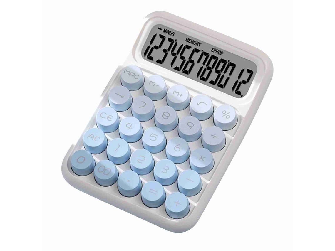 Calculadora Bonita De 12 Dígitos Com Botões Grandes E Tela Transparente, Elegante Calculadora De Escritório Para Estudantes, Cor Azul