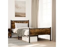 Estrutura De Cama Sem Colchão 100x200 Cm Metal Carvalho Fumado