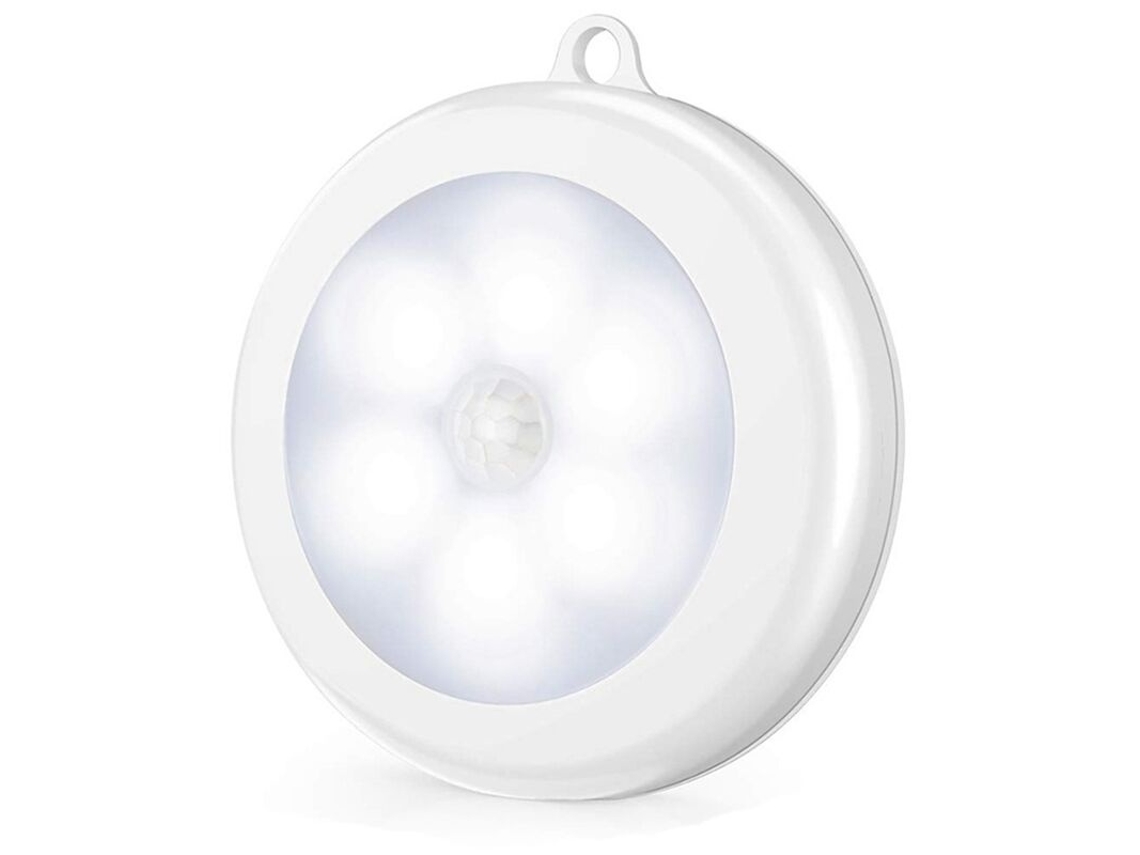 Lurelia Luz Noturna Led Com Sensor De Movimento Pir, 2 Peças, 6 Led, 3 Pilhas Aaa, Branco, Sem Fios