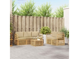 Vidaxl Conjunto De Sofás Para Exterior 6 Unid. Branco E Bege Poliéster