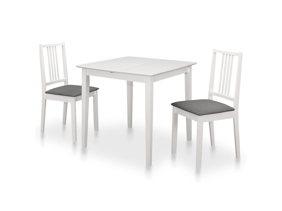 Vidaxl 3 Pcs Conjunto De Jantar Mdf Branco