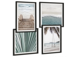 Composição De Quadros Praias Tranquilidade Vistas Do Mar Espelharte (4 Peças)