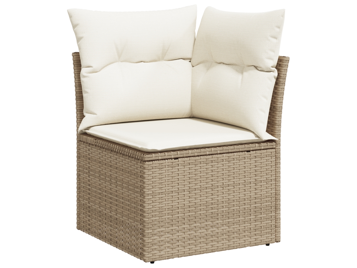 Conjunto 10 De Sofá De Jardim Com E Almofadas Vidaxl Bege Rattan Sintético Acácia