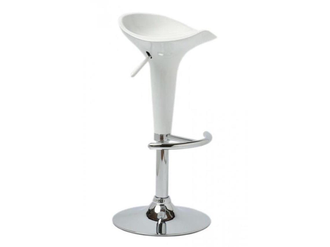 Banco De Bar Clp Saddle Design Com Assento De Plástico E Base De Apoio Para Os Pés De Metal, Branco