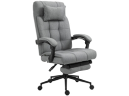 Cadeira de Escritório com Massagem BTFORUS, giratória 360°, com altura ajustável, balanço, bolsa lateral, linho, bege