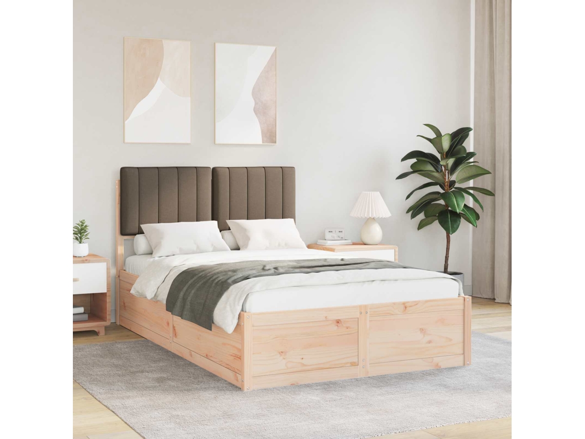 Vidaxl Estrutura De Cama Com Cabeceira Estofada Cinzento-acastanhado