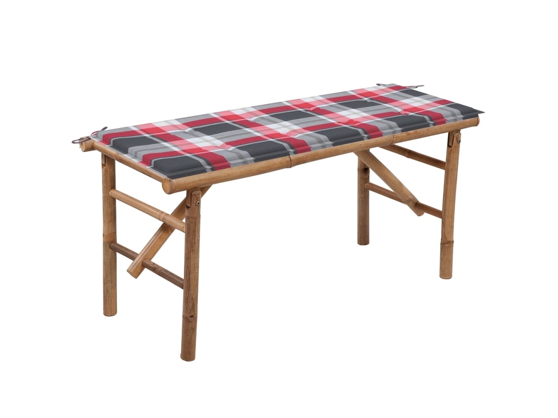 Vidaxl Banco De Jardim Dobrável Com Almofadão 118 Cm Bambu