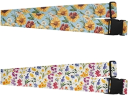 Conjunto De 2 Cintas Bagagem Flores Outono Girassol Azul Portáteis E Ajustáveis Unissex Ideais Viagens, Escola E