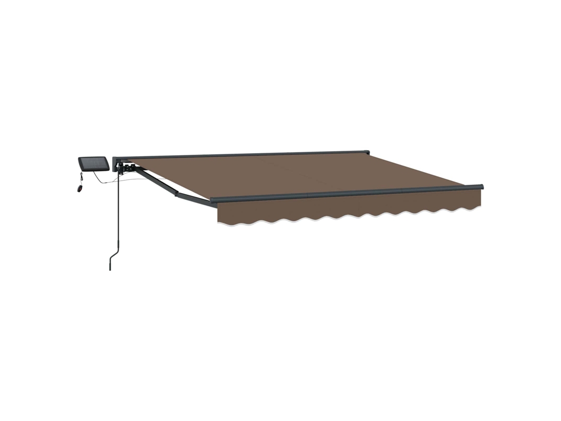 Vidaxl Estrutura De Toldo Manual Com Leds Cinzento-acastanhado 5 X 3 M