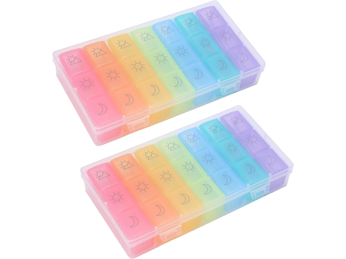 Conjunto de 2 Porta comprimidos com 21 Compartimentos SFUSHOS