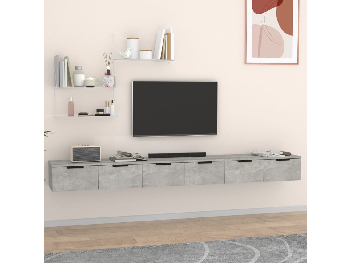 Vidaxl Armários Parede 2pcs102x30x20cm Derivados Madeira Cinza Cimento