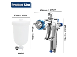 Máquina de pintura manual DIY em aço inoxidável com aeração a ar e copo de alimentação por gravidade - Ferramenta profissional