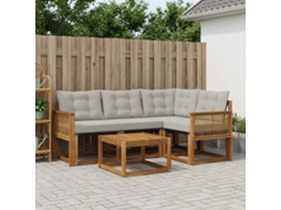 Vidaxl Conjunto De Sofás Para Exterior 5 Pcs Natural E Cinzento-claro