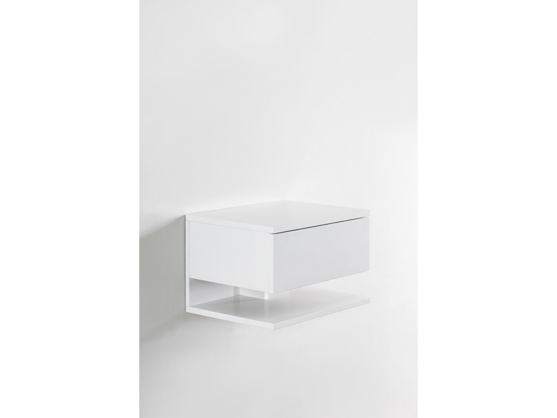 Sklum Pack De 2 Mesas De Cabeceira Flutuantes 40x30 Cm Com Gaveta Griviza Mdf Branco