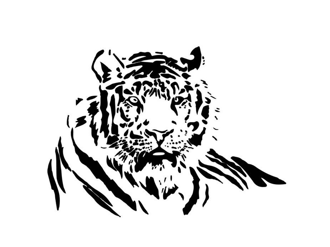 AIAILIKILL Estêncil Com Motivo De Tigre E Pincel Incluso Moldes De Tinta Plástica Reutilizáveis Para Arte De Parede Faça Você Mesmo Em Superfícies Lisas Deca