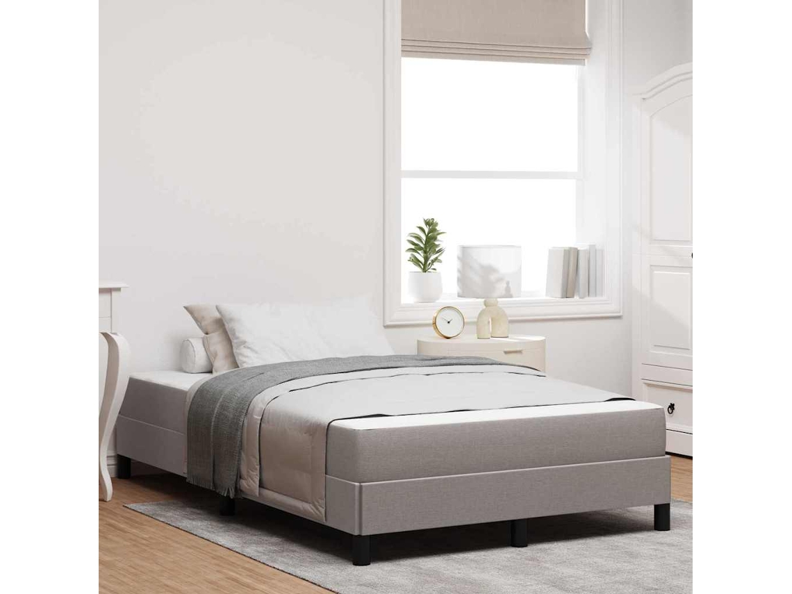Vidaxl Cama Box com Colchão Cinzento acastanhado 120 X 190 Cm Tecido