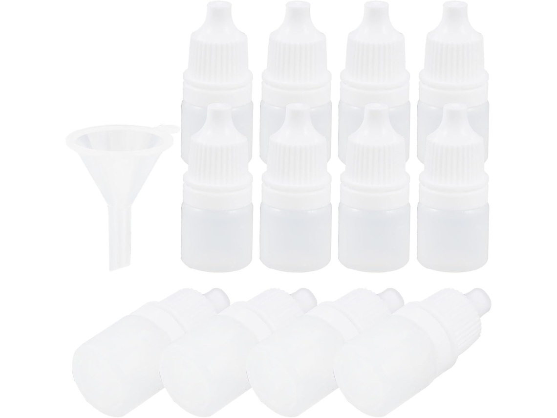 Frasco conta-gotas branco reutilizável de 3 ml, feito de plástico ABS leve, Com Tampa.