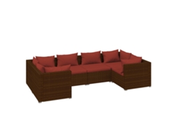 Maison Exclusive - 6 Pcs Conjunto Lounge Jardim C/ Almofadões Vime Pe Castanho