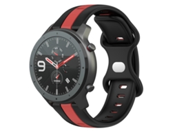 Bracelete de Smartwatch para Amazfit GTR 47mm 22mm Fivela Borboleta de silicone de duas cores (preto + vermelho)