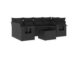 Conjunto de 7 Sofás para Jardim com Almofadões Vime Pe Preto MAISON EXCLUSIVE (7 pcs)