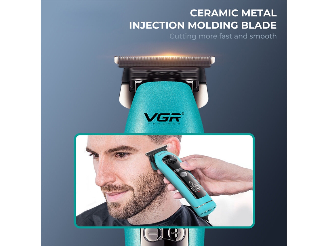 Preta Vgr V299 Máquina Cortar Cabelo Profissional 2000mah Lâmina Cerâmica Usb 5 Velocidades Visor Led Design Elegante Homens