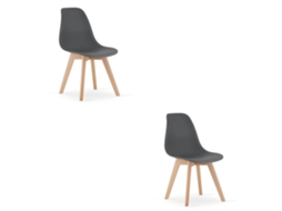 Cadeira De Jantar Conjunto De 2 Peças Kito Assento Cinza Escuro, Pernas Naturais, Assento Ergonômico, Encosto