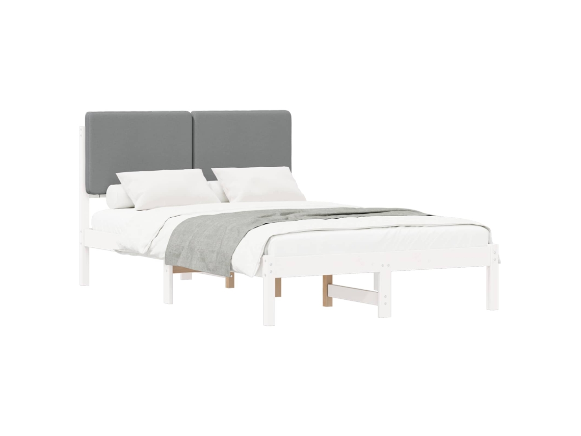 Estrutura de Cama com Cabeceira Estofada em Cinzento Claro MAISON EXCLUSIVE
