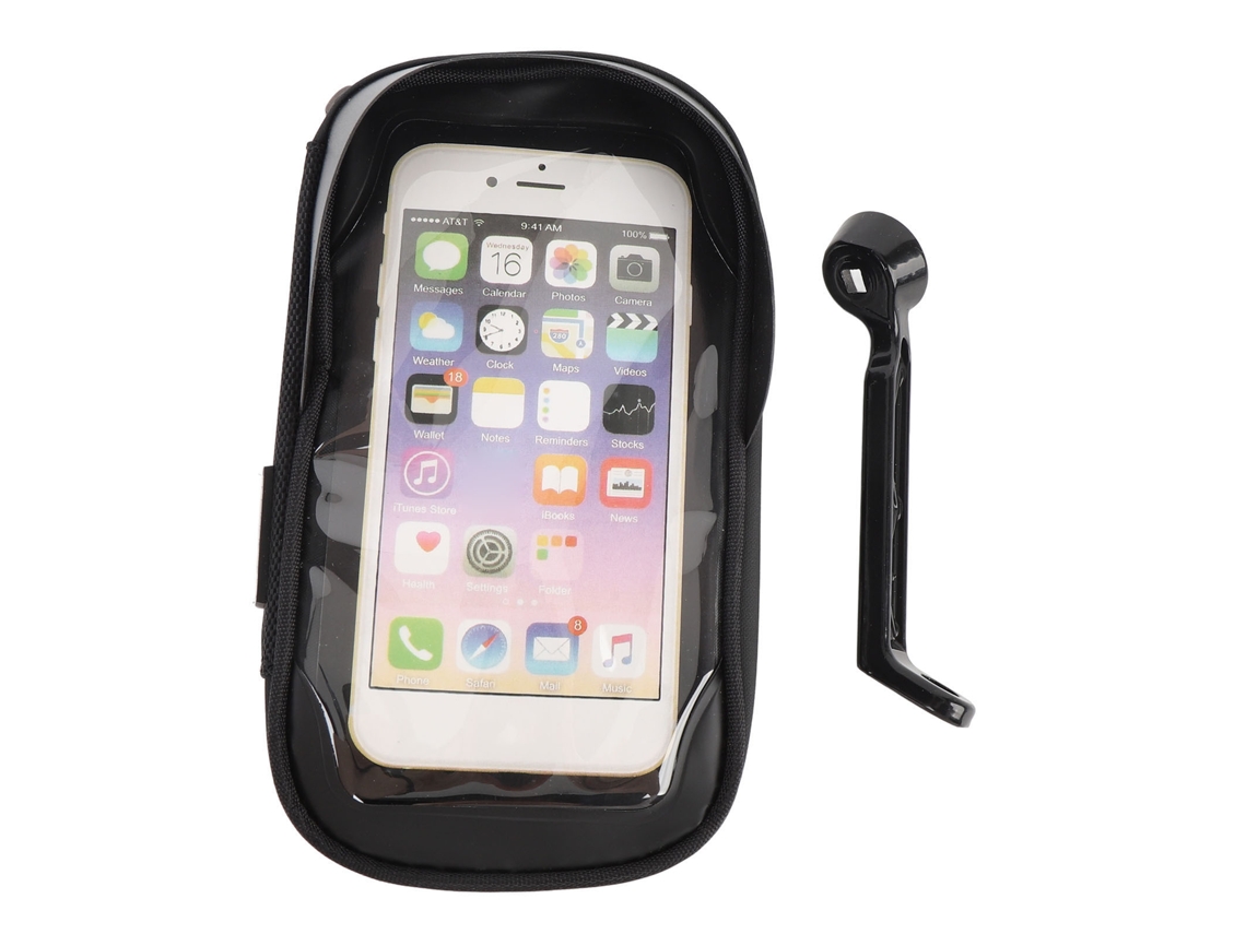 Bolsa para Telefone Mali de Bicicleta Frente Quadro com Protetor Solar Touch Screen Impermeável e Giratório 360° Preto